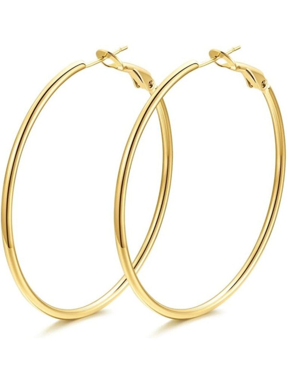 Stylish Thin Hoop Earrings for Women - Silver, Black, Gold Plated, 20-100mm